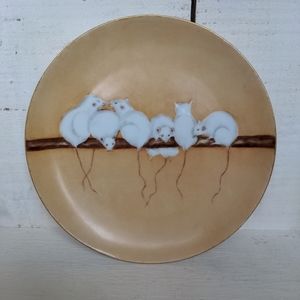 Antique Limoges decorative plate mice motif